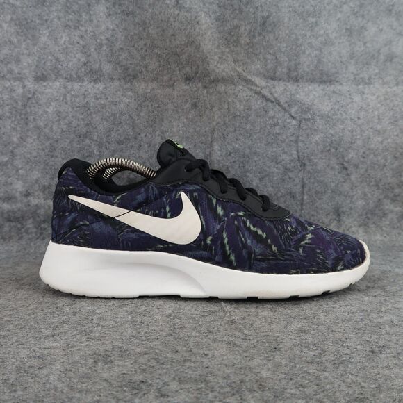 Nike Shoes Womens 8.5 Sneakers Tanjun Print Athletic Trainer Casual Running Blue - Picture 2 of 12